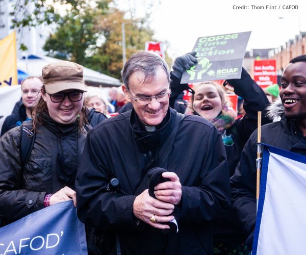 Bishop John marches with young Catholics at CAFOD event