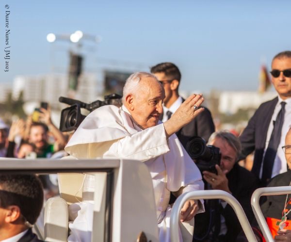 Pope Francis arrives for Missioning Mass at World Youth Day
