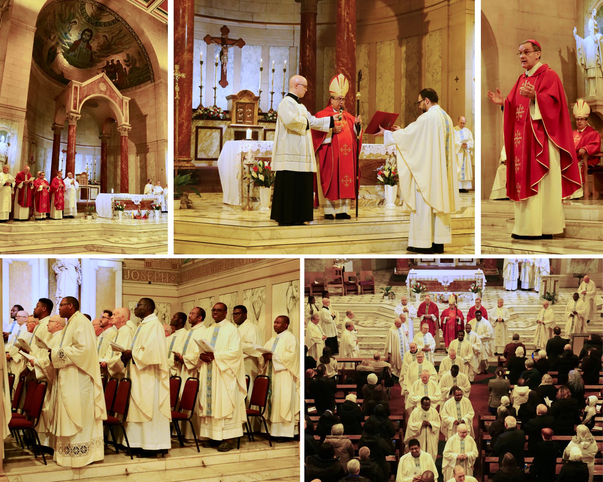 A collage of photos from the Mass with the Nuncio 