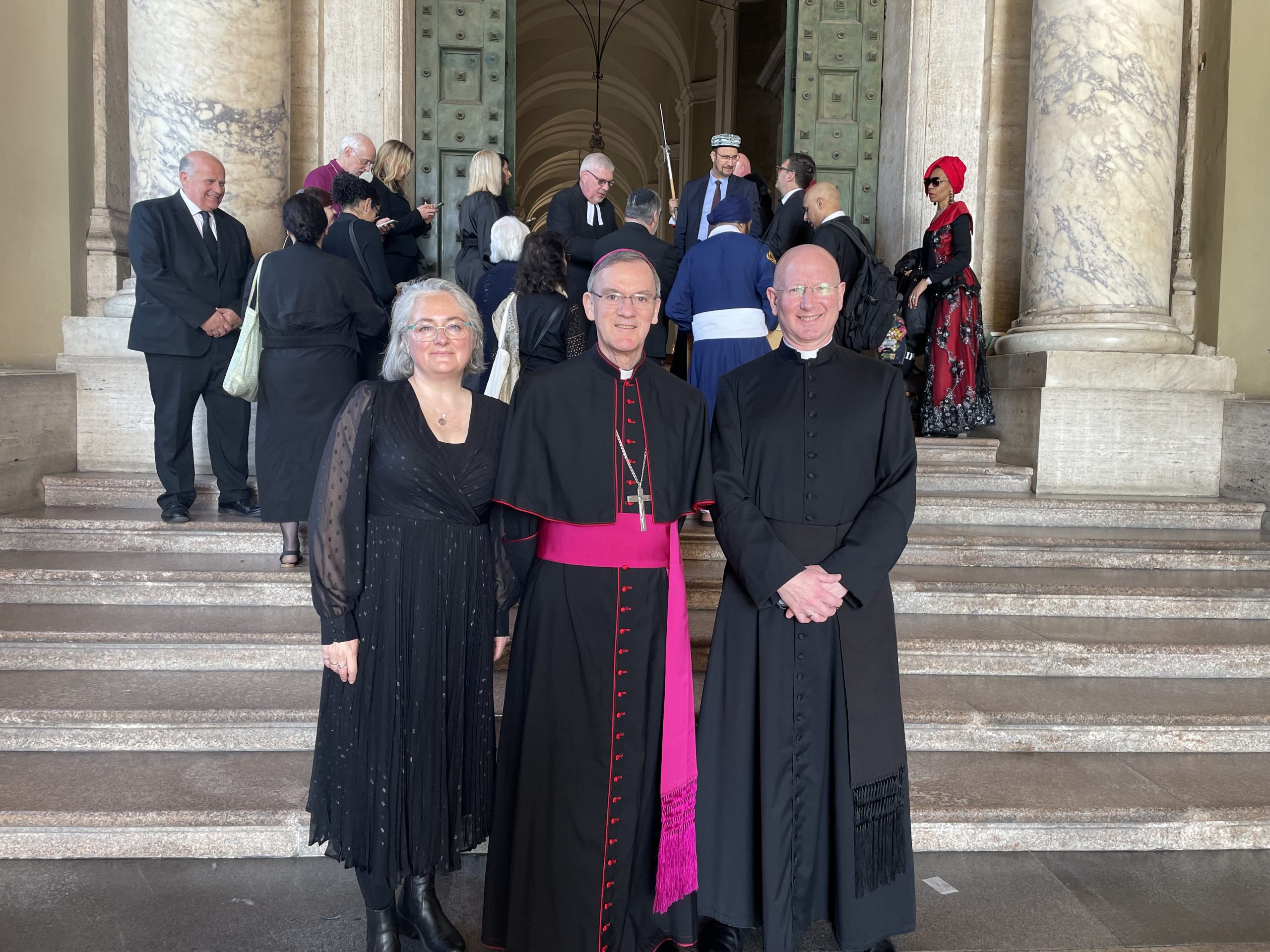 Bishop Joh, Canon Michael Jones and Dr Emma Gardner ahead of their audience with Pope Francis