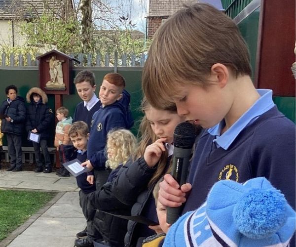 Pupils from Our Lady of the Rosary take part in Stations of the Cross