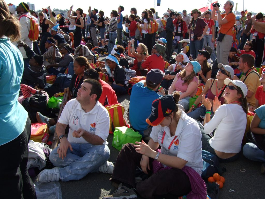 Young people gathered for the Papal Mass at World Youth Day in Sydney
